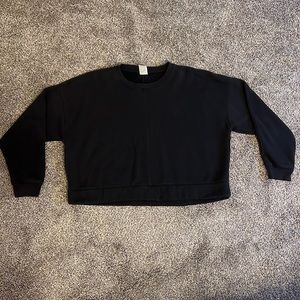 Black Cropped Boxy Crewneck